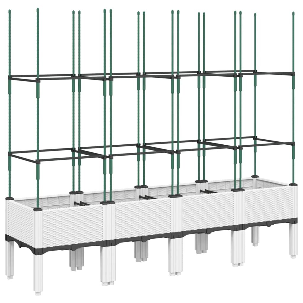 vidaXL Zahradní truhlík s treláží bílý 160 x 40 x 1425 cm PP
