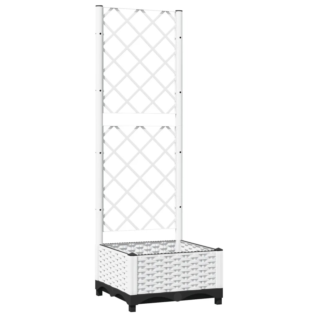 vidaXL Zahradní truhlík s treláží bílý 40 x 40 x 1215 cm PP