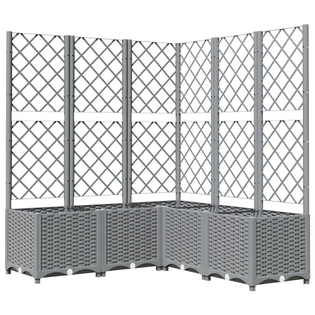 vidaXL Zahradní truhlík s treláží světle šedý 120 x 120 x 136 cm PP