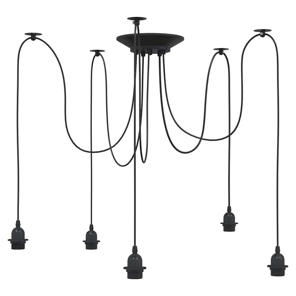 vidaXL Závěsné svítidlo se 5 držáků lamp E27 černé metal