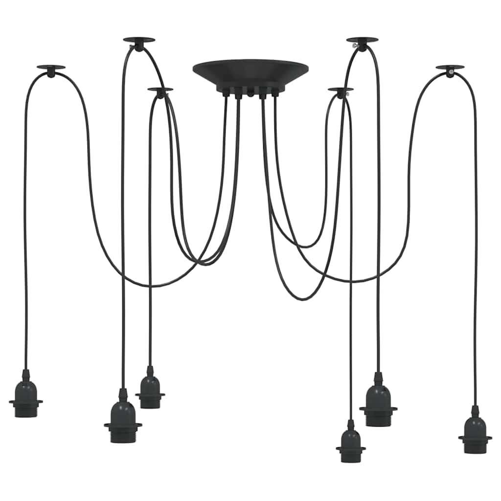vidaXL Závěsné svítidlo se 6 držáků lamp E27 černé metal