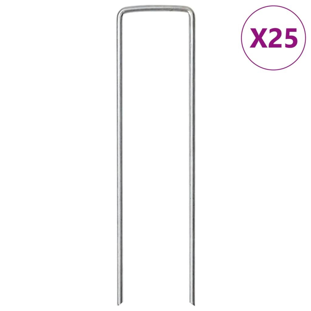 vidaXL Zemní kolíky tvaru U 25 ks 15 x 35 cm pozinkovaná ocel