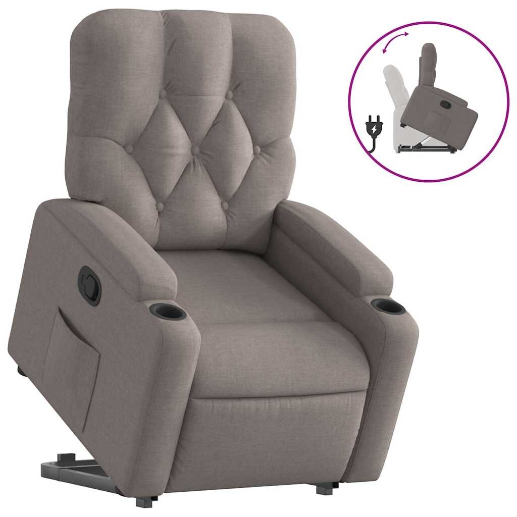 vidaXL Zvedací polohovací křeslo taupe textil