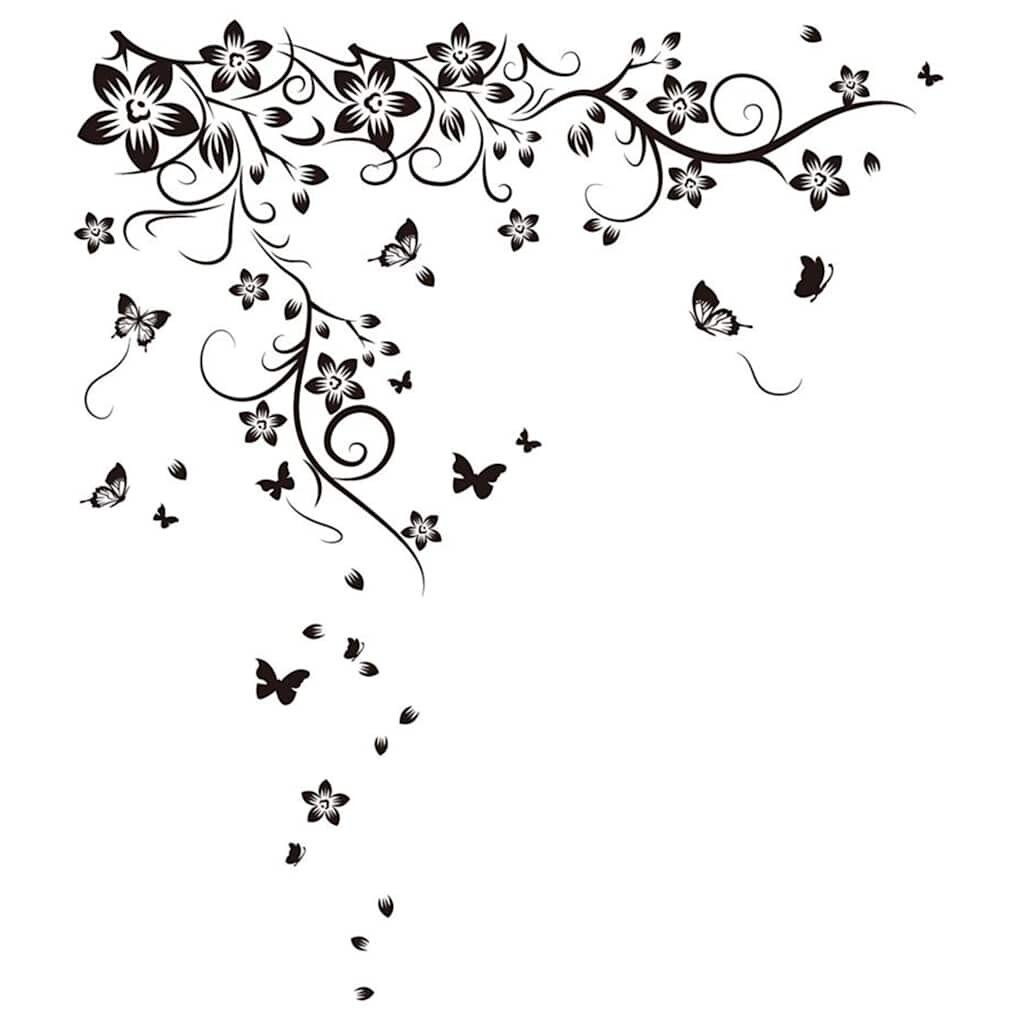 WALPLUS 425866 Home Decoration Sticker Butterfly and Vine 130x150cm Black